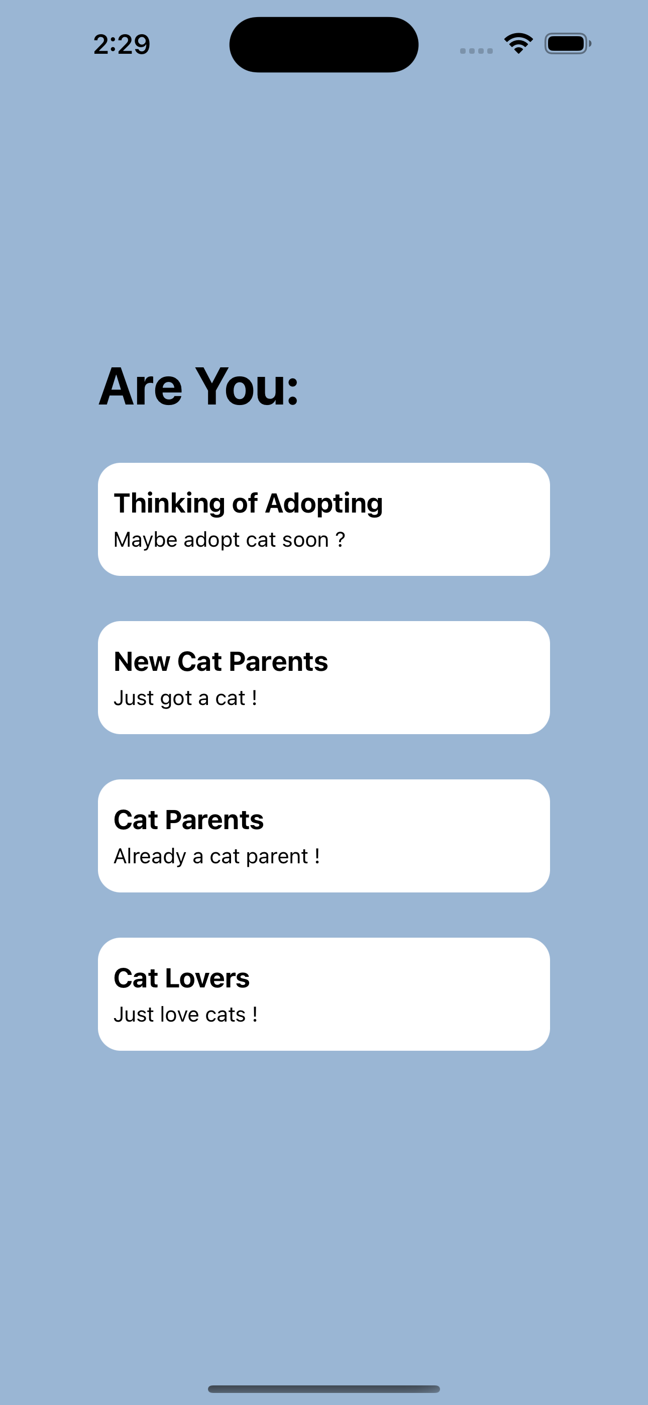 Cat Adoption App Screenshot